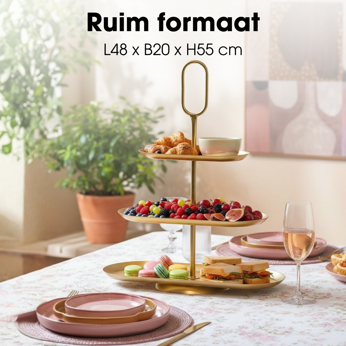 Mica Decorations Rama Etagère – 3-laags Metaal (48 x 20 x 55 cm)