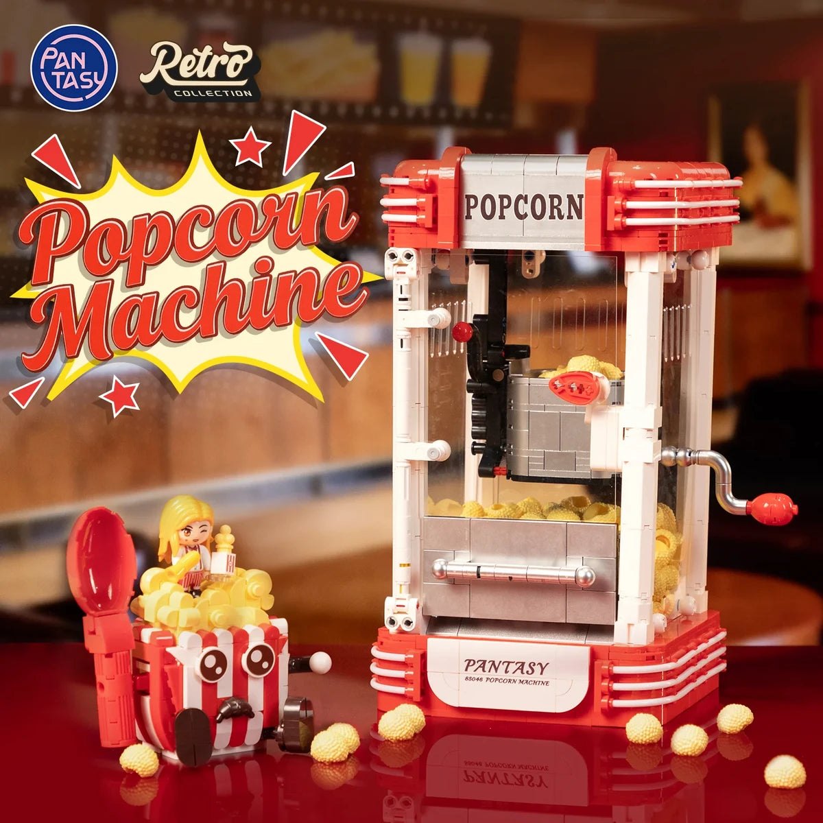 Pantasy 3D bouwblokjes, Popcorn Machine, 21,5 x 16 x 27,5 cm