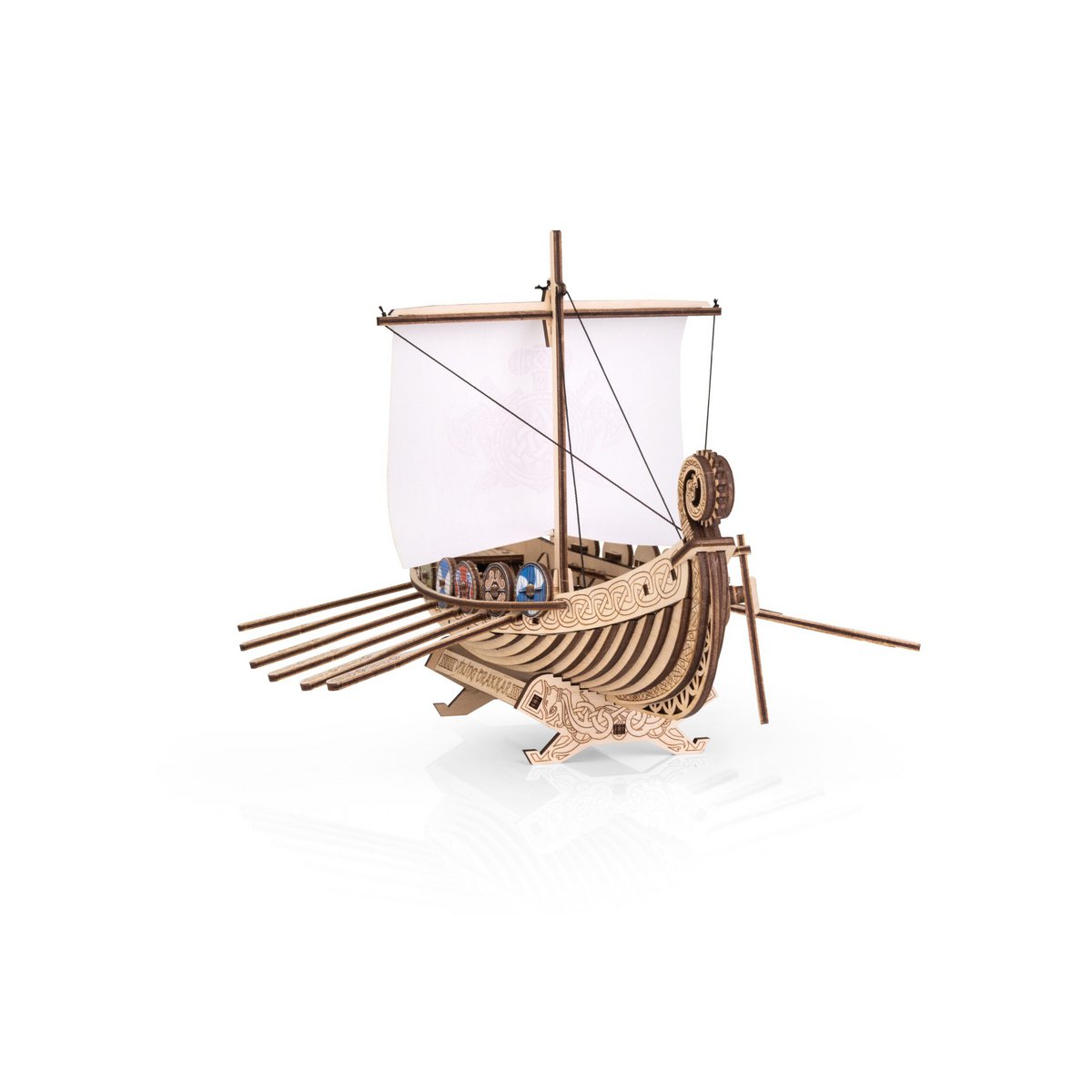 Drakkar Vikingschip houten bouwpakket, 26 × 34 × 21,7 cm