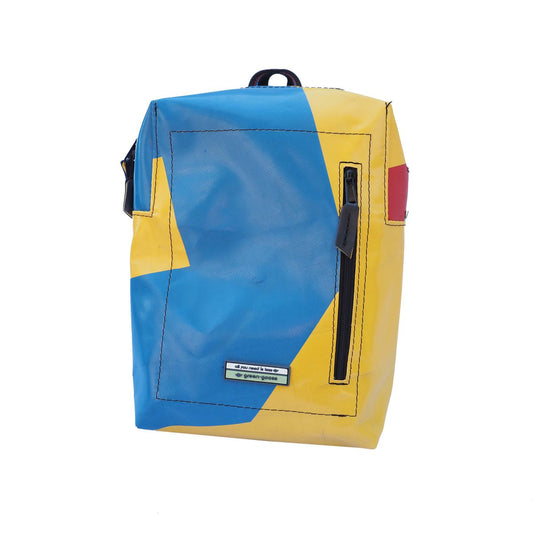 Rugtas Silnice, gerecycled vrachtwagenzeil, blauw/geel