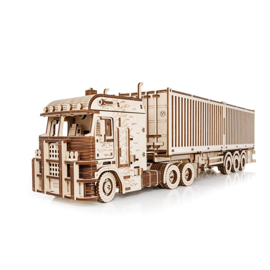 3D mechanische houten puzzel container oplegger Road King 52,3 × 10,8 × 16,9 cm – 238 stukjes