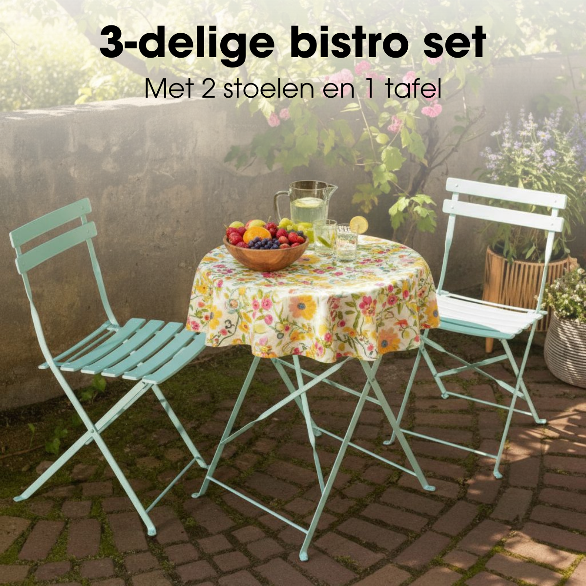 Lichtgroene bistroset Laurence 3-delig