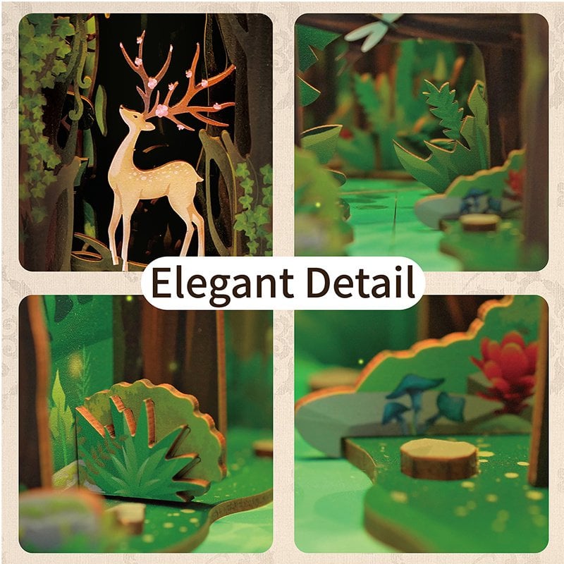 DIY book nook story of the forest bookend, 24,5 cm