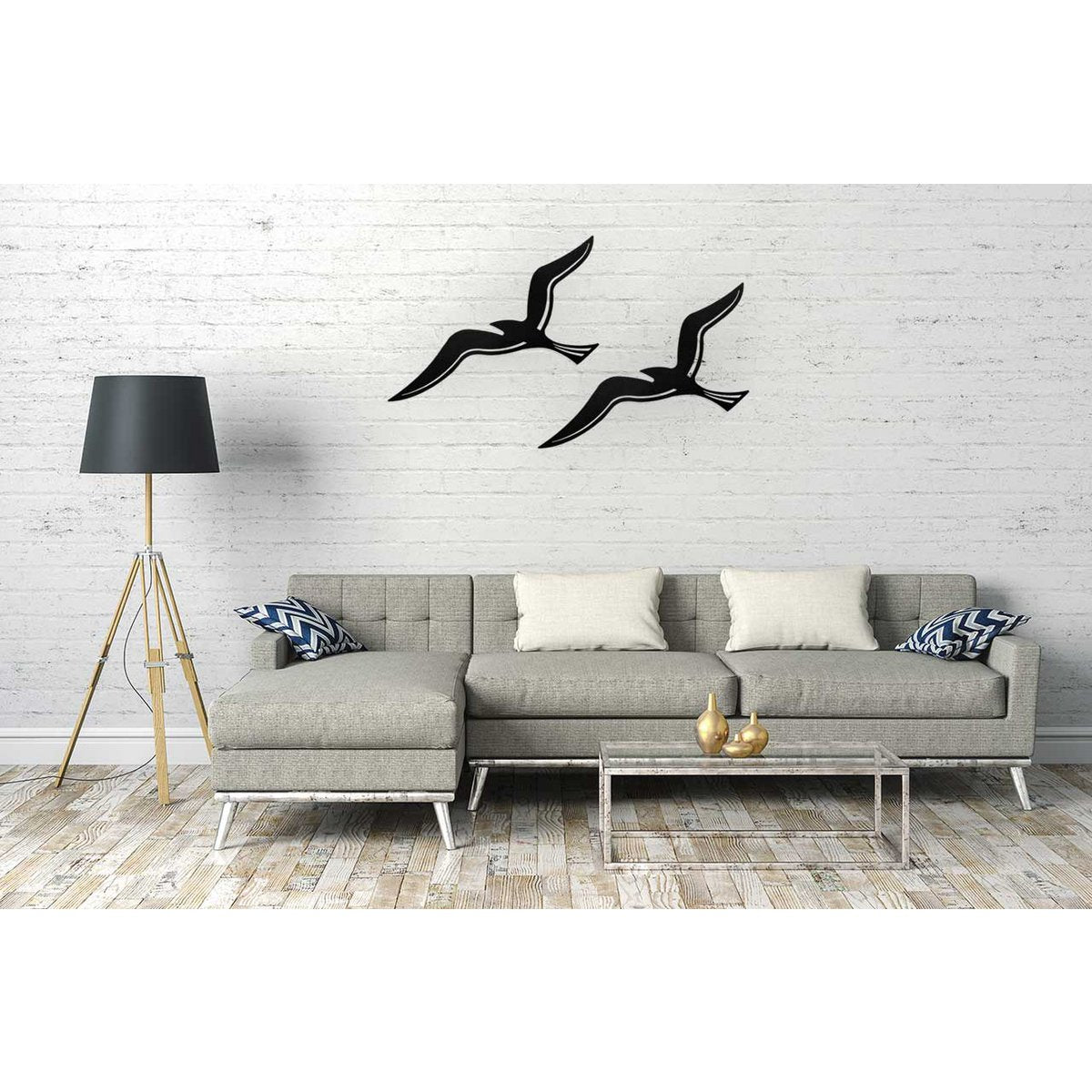 Metalen wanddecoratie meeuwsilhouet