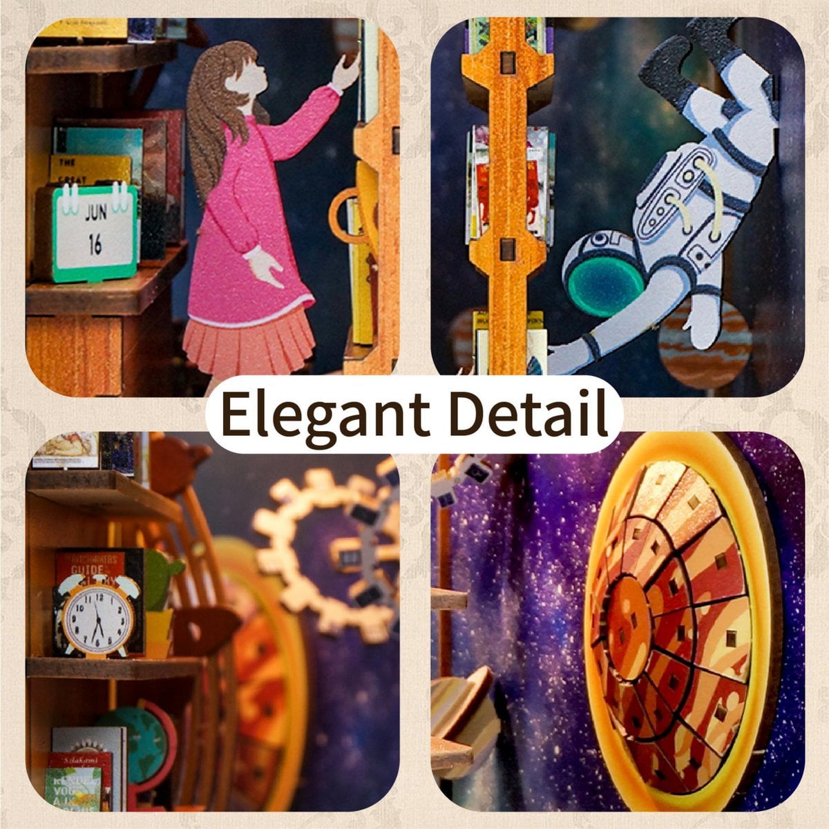 DIY book nook interstellar bookend, 24,5 cm