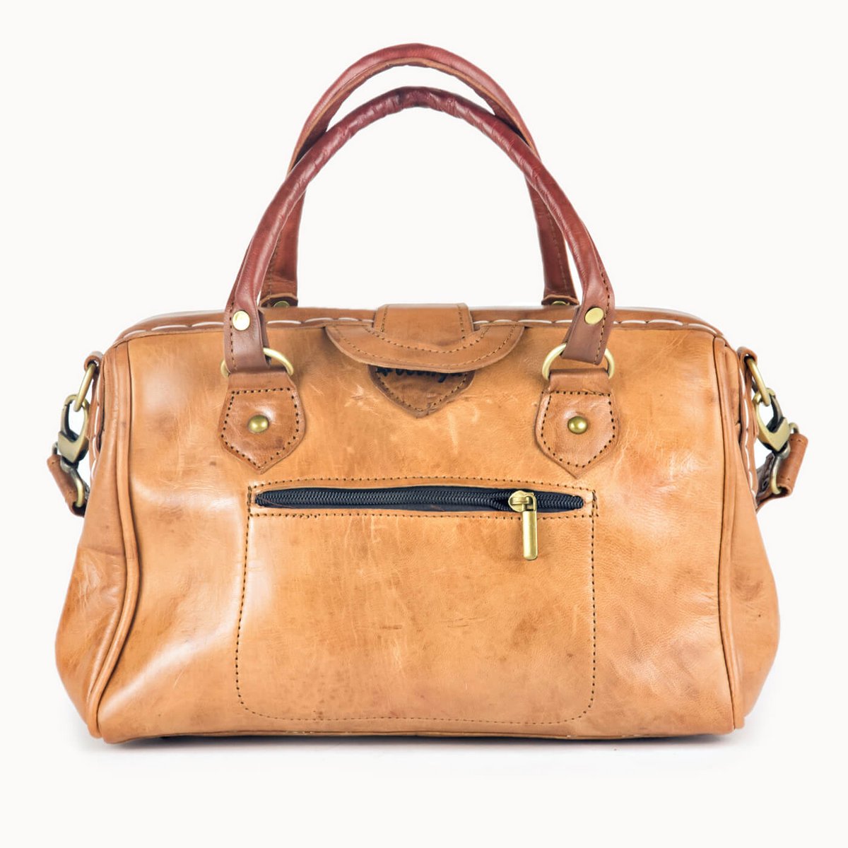 Frou leren handtas met koeienvacht, 30 × 13 × 20 cm