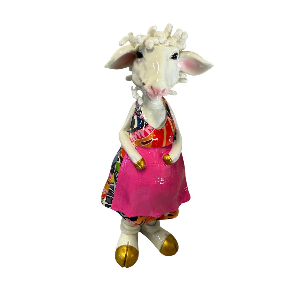 Schapenmoeder met roze schort, 26 cm