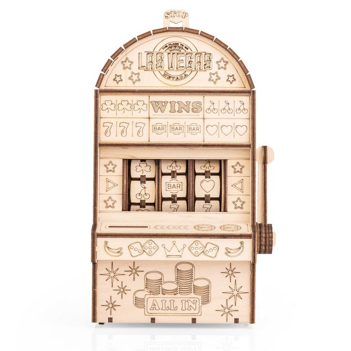 Eenarmige bandiet mechanische houten puzzel, 25,3 × 11,7 × 13,6 cm