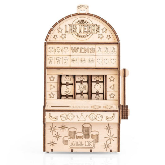 Eenarmige bandiet mechanische houten puzzel, 25,3 × 11,7 × 13,6 cm