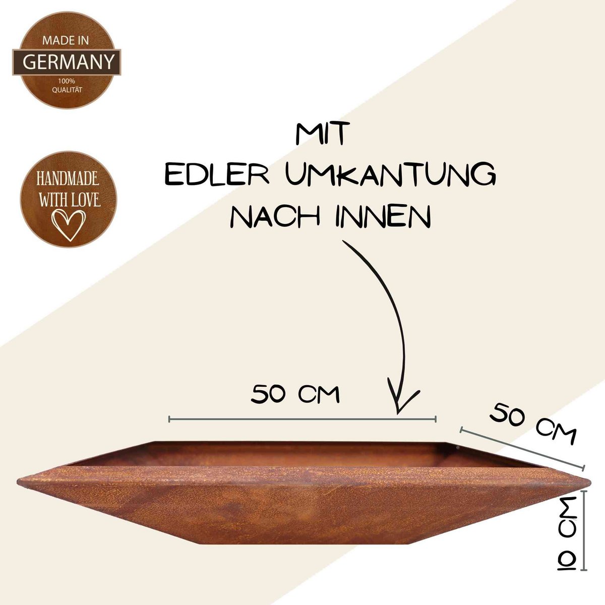 Patina plantenzuil met barstmotief en bloembak naar keuze