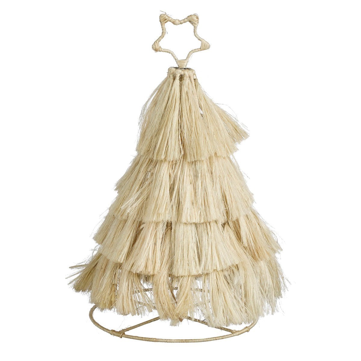 Kerstboom van jute met franjes, beige, 25 x 44 cm