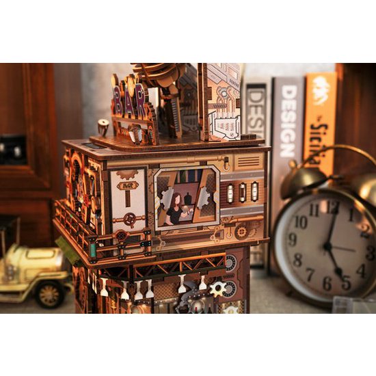 3D houten bouwpakket punk bar bureau organizer 15 × 14 × 25 cm – 161 stukjes