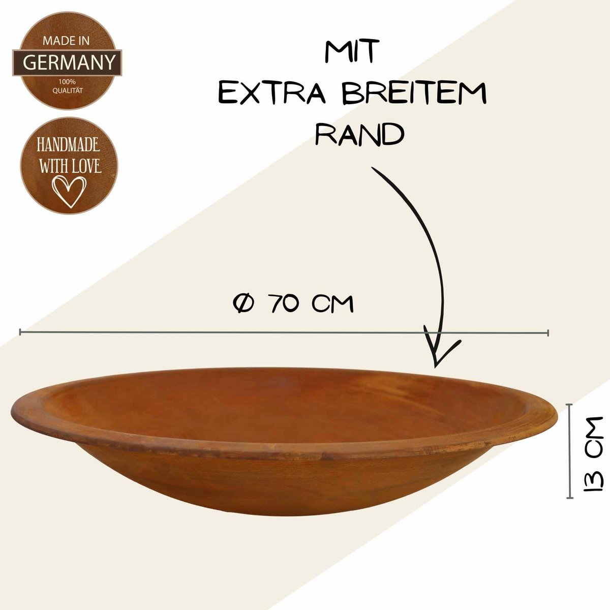 Roestkleurige plantschaal, 50, 60 of 72 cm