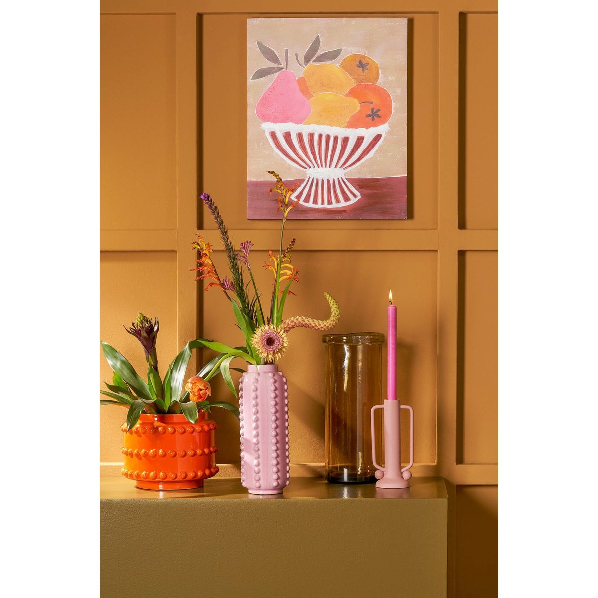 Mica Decorations Boaz Vaas – Keramiek Roze (H30 x Ø11 cm)
