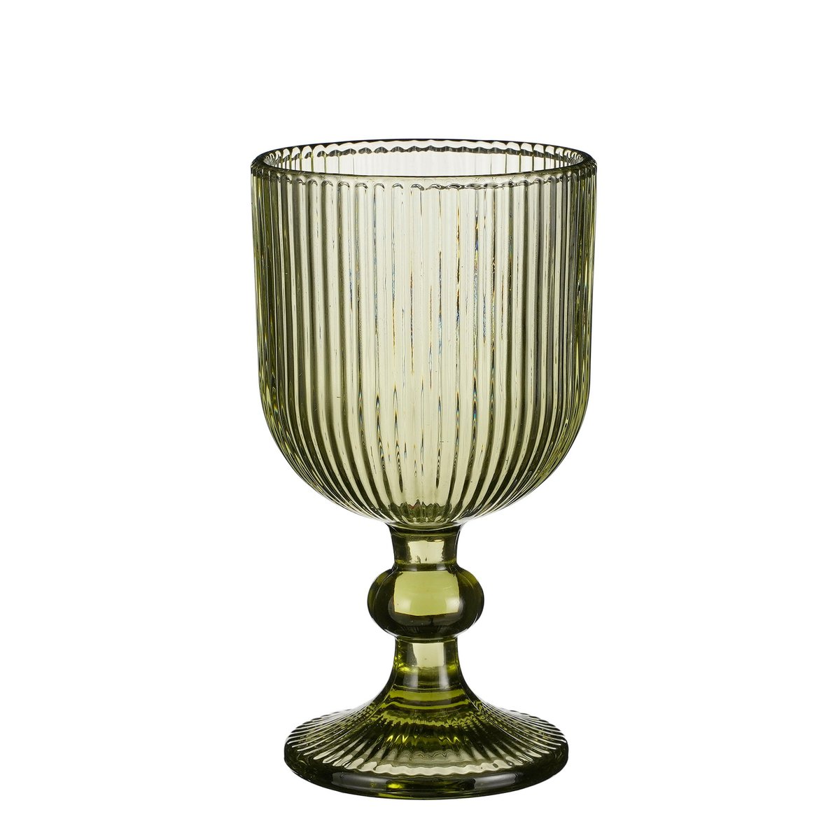 Geribbeld Wijnglas – Lichtgroen Glas (250 ml), set van 6