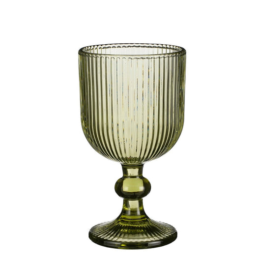Geribbeld Wijnglas – Lichtgroen Glas (250 ml), set van 6