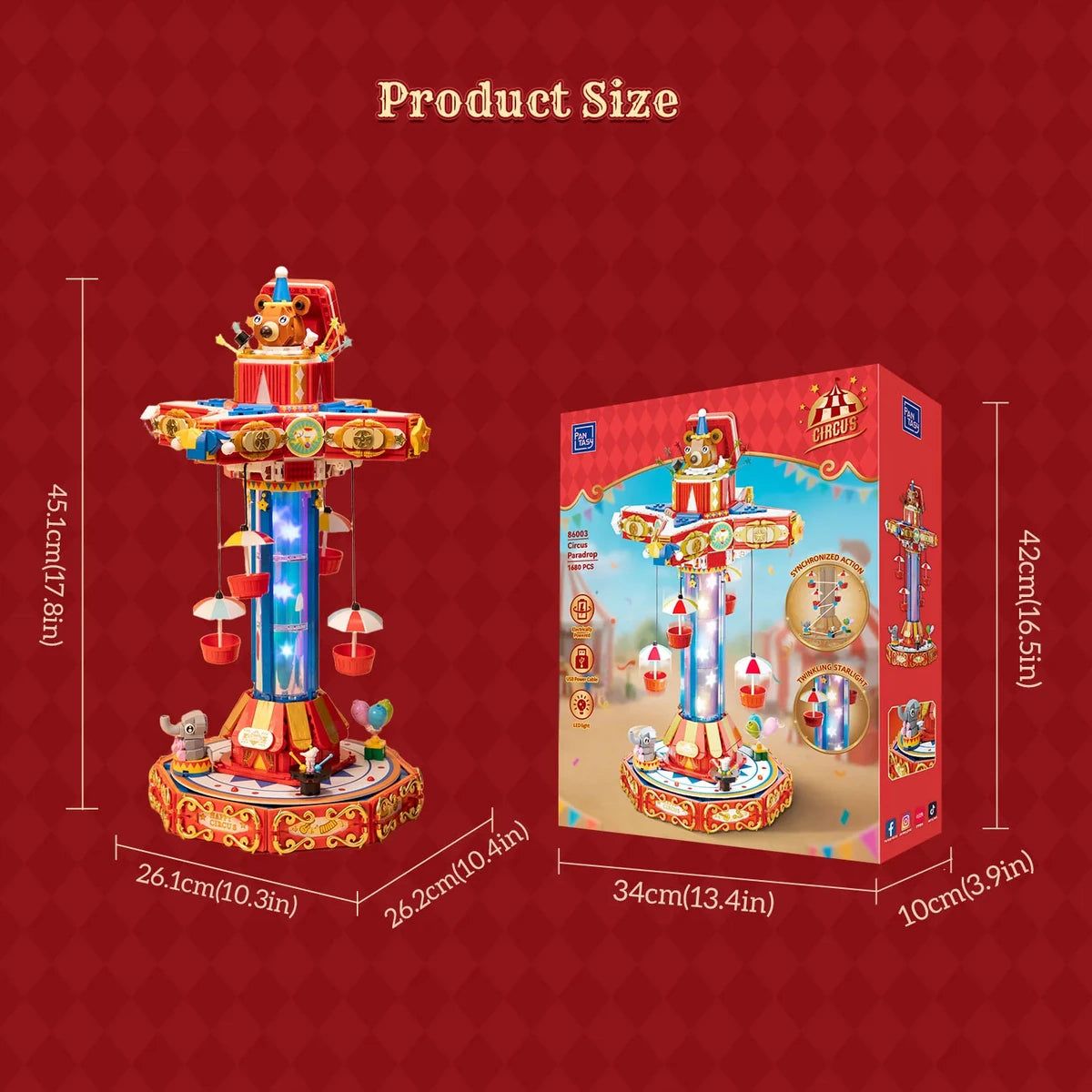 Pantasy 3D bouwblokjes Circus Paradrop, 26,1 x 26,2 x 45,1 cm