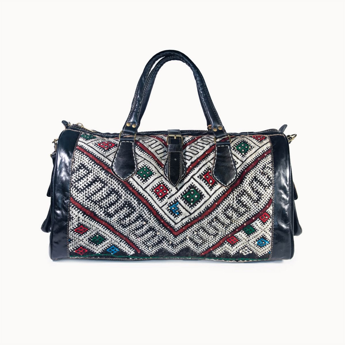 Kilim X leren reistas met authentieke kelim, 54 × 28 × 28 cm