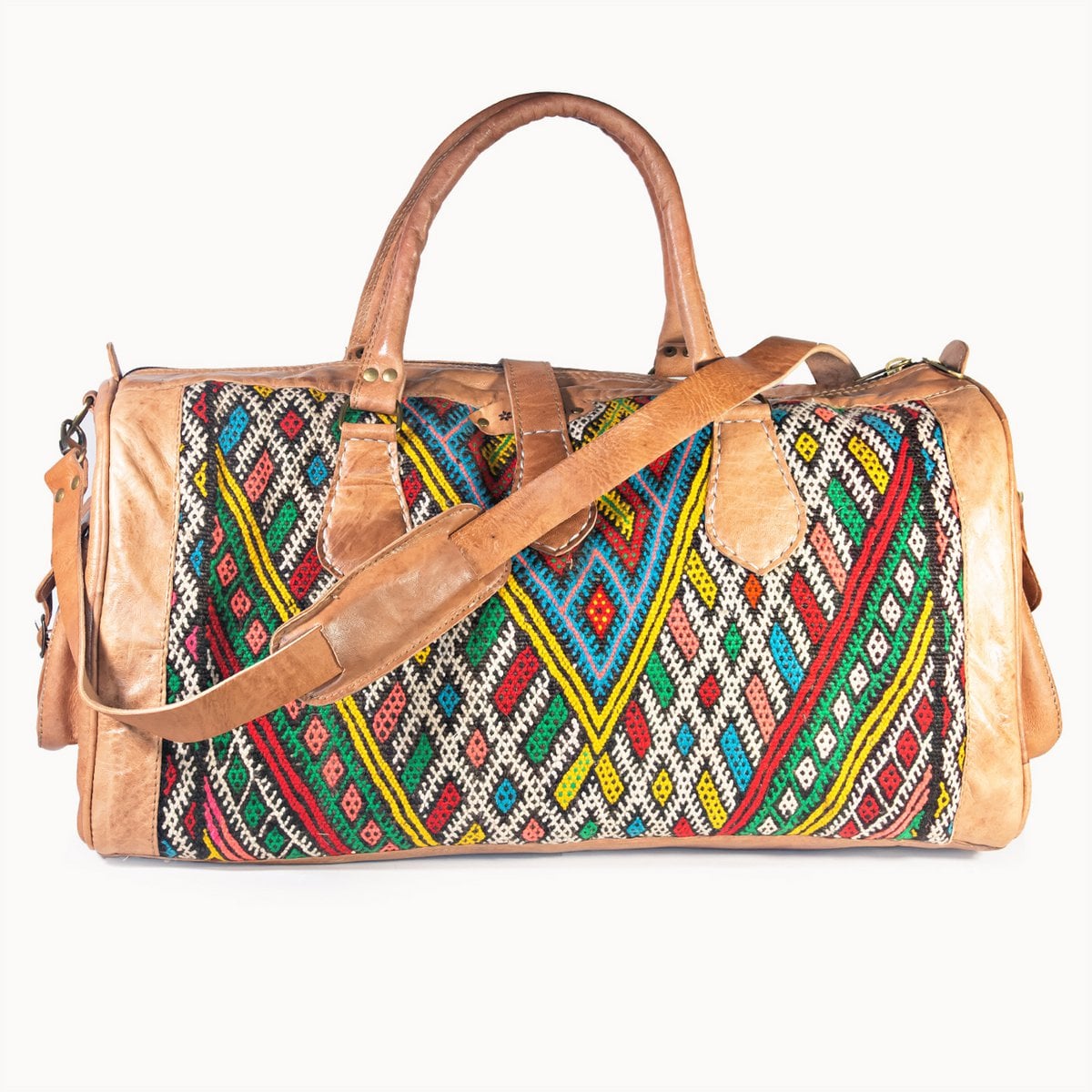 Kilim leren reistas S met authentieke kelim, 35 × 20 × 22 cm
