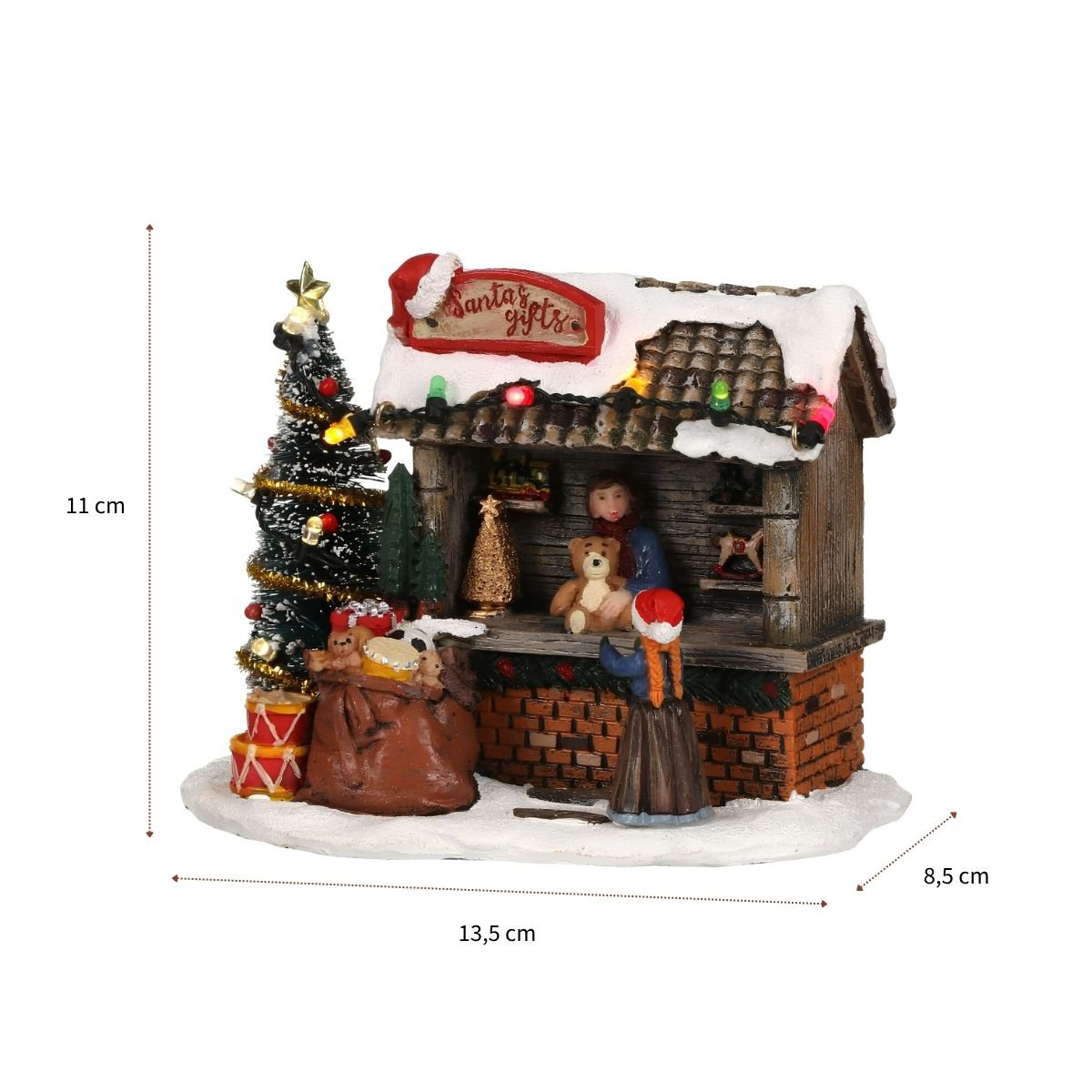 Kerstdorp cadeaukraam met verlichting, 13,5 × 8,5 × 11 cm
