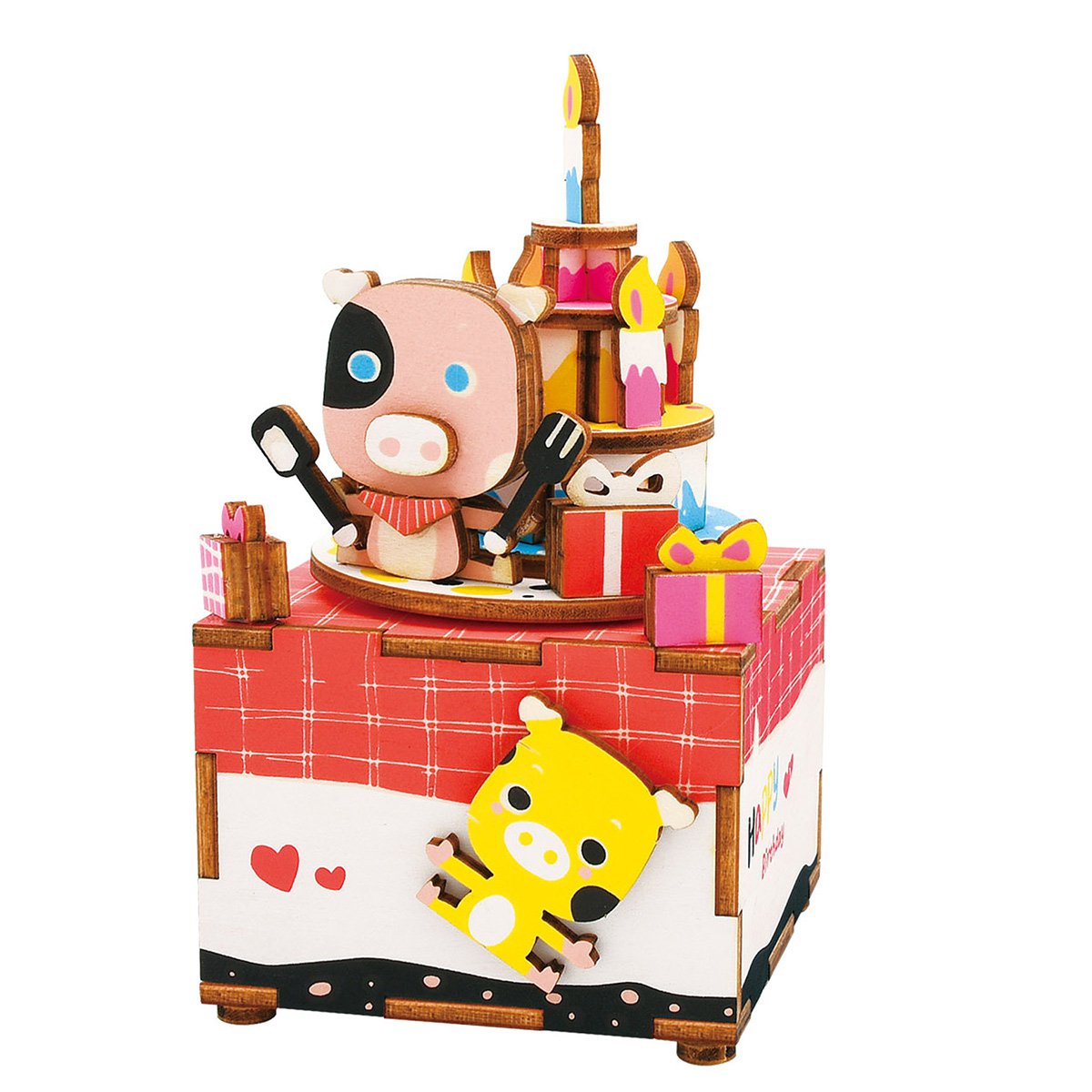 Robotime houten muziekdoos happy birthday puzzel
