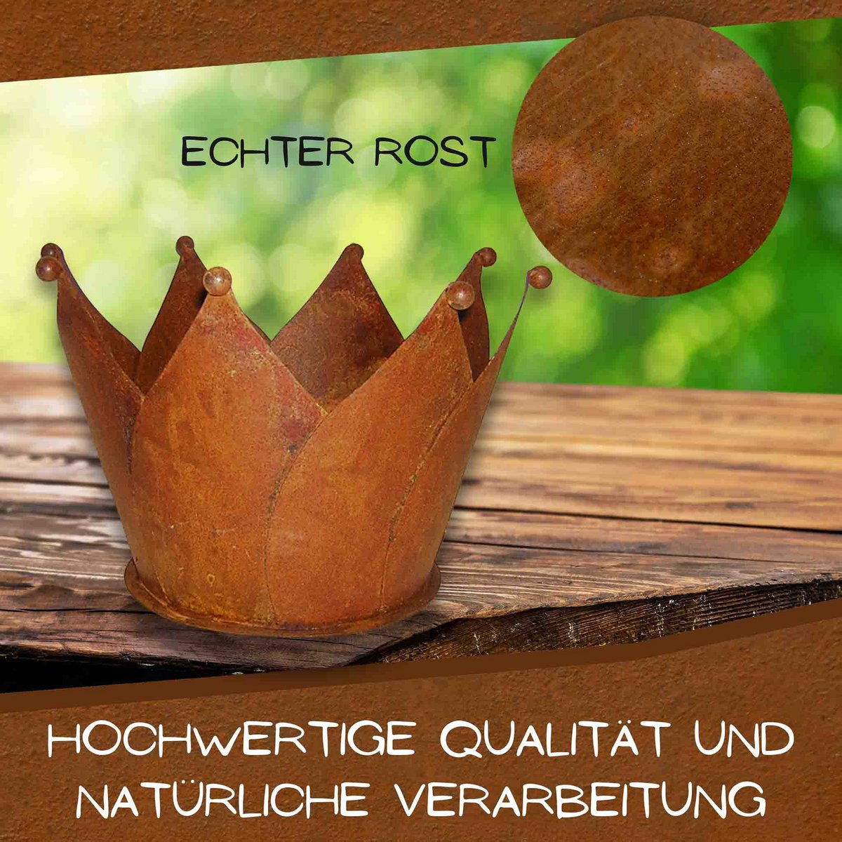 Roestkroon voor planten en decoratie, 20 x 36 cm