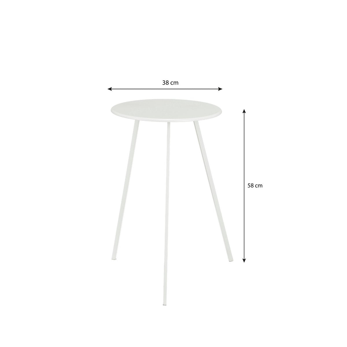 Seattle bijzettafel voor binnen en buiten in wit, 38 × 38 × 58 cm
