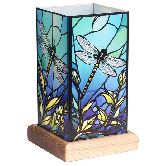 LED libelle lamp USB met houten voet 16,5 cm