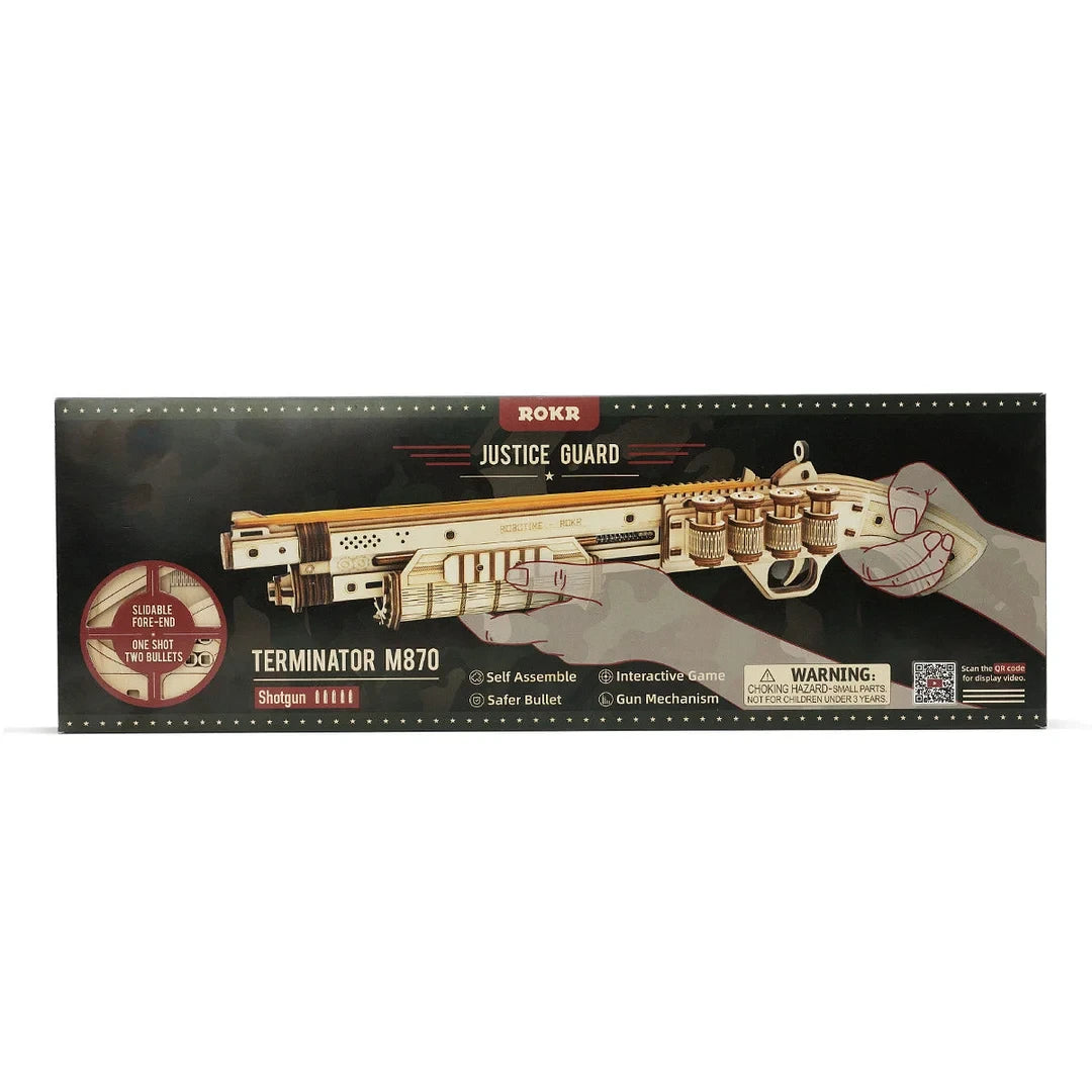 Terminator M870 3D houten puzzel, 43,3 × 6 × 9,2 cm