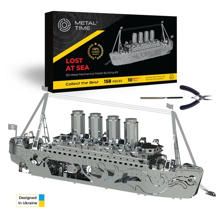 3D metalen bouwpakket Lost at Sea schip 30 × 6 × 14 cm – 158 onderdelen