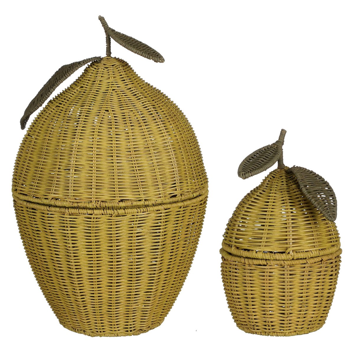 Mica Decorations Opbergmanden Citroen – Set van 2 Rotan Geel/Groen