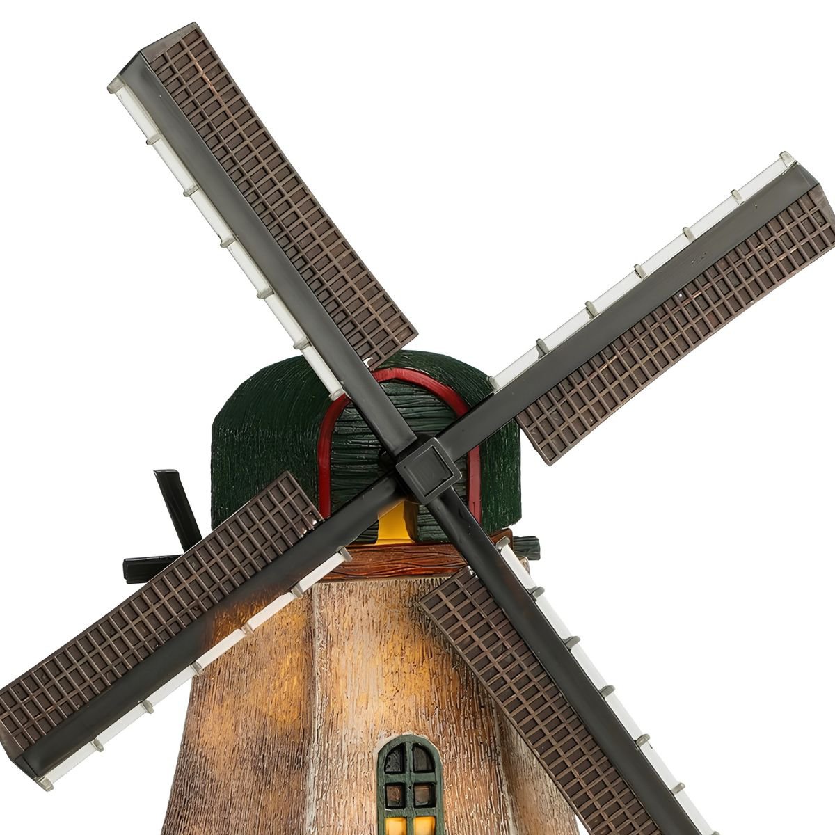 Kerstdorp Zaanse molen met draaiende wieken en verlichting, 20 × 14 × 28 cm