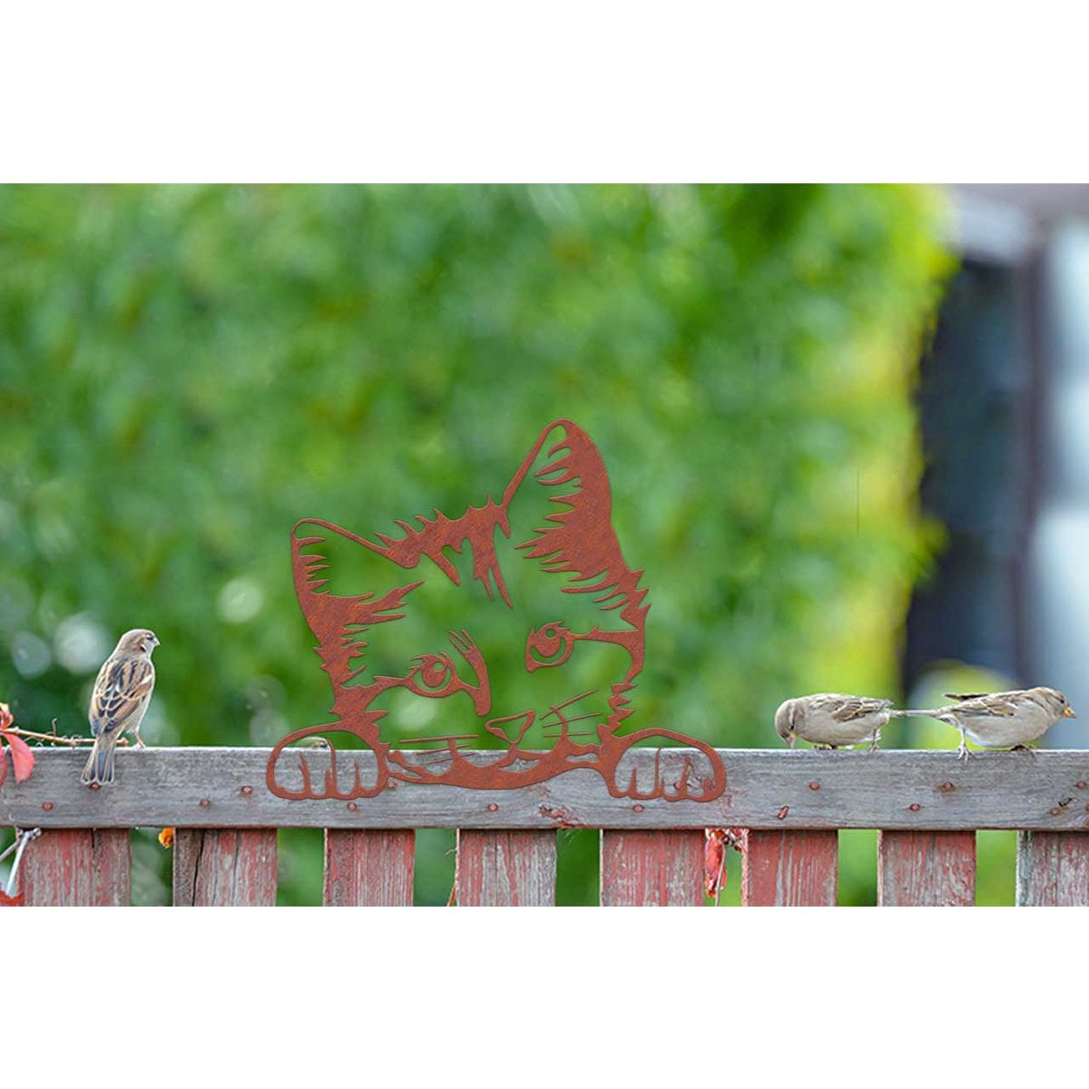 Peekaboo Cat Kitty roest ornament kat – paal en schuttingdecoratie
