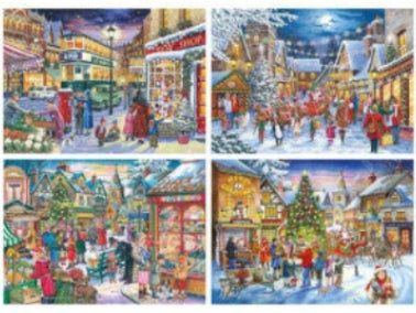 Christmas Shopping legpuzzel set, 4 x 500 stukjes