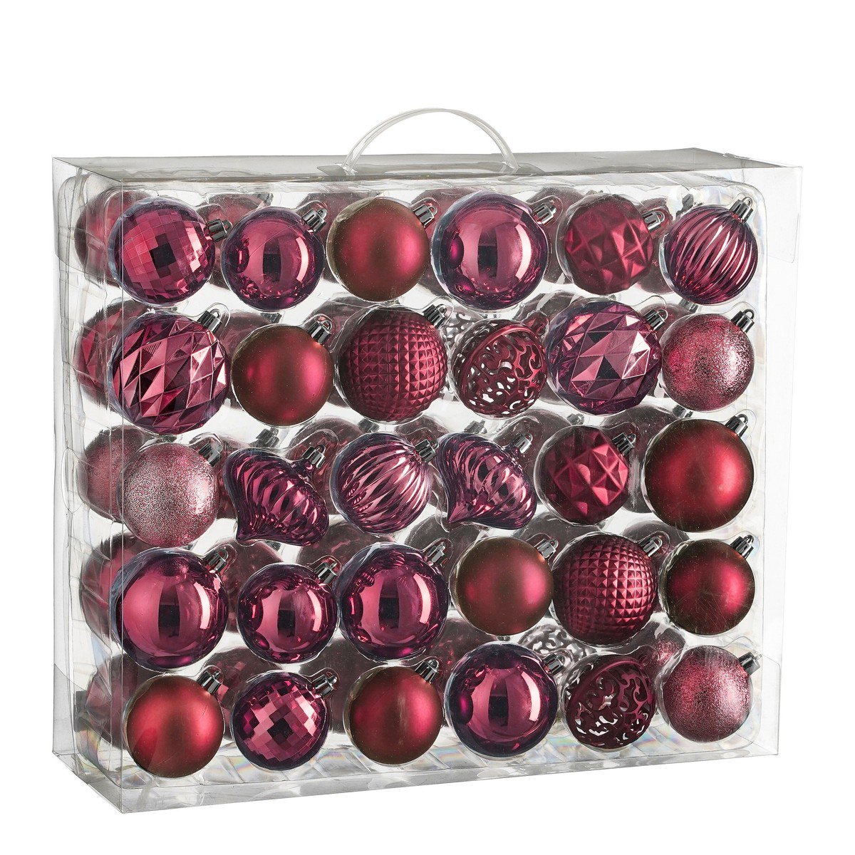 Fuchsia kerstballen set, onbreekbaar, 60 stuks Ø 7 cm
