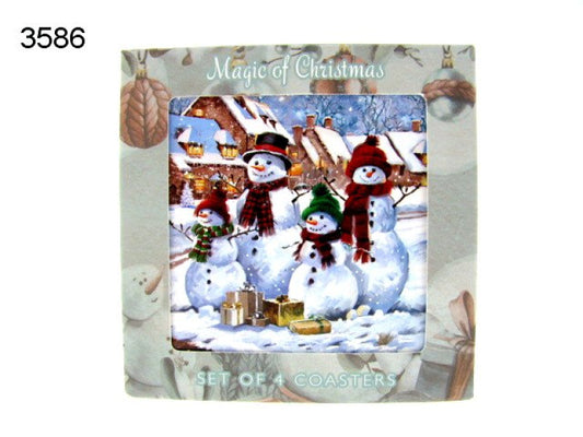 Onderzetters sneeuwpop, 4 stuks