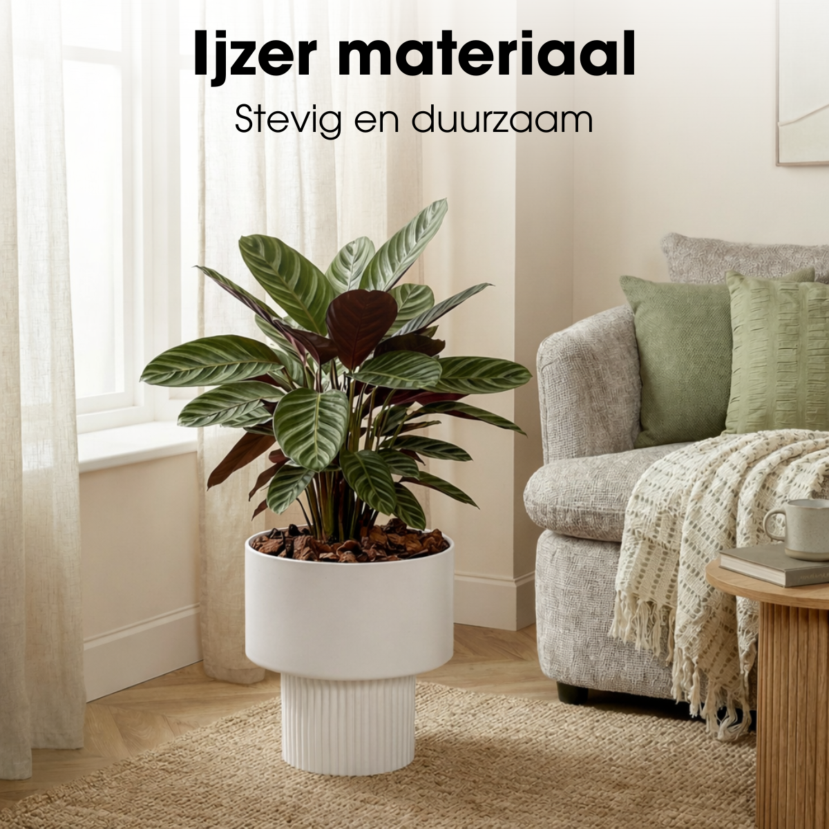 Lux bloempot, ijzer, off-white, Ø 31,5 × 33 cm