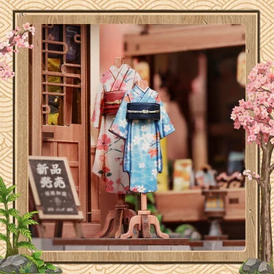 Sakura O Kimono Shop miniatuurhuisje, 14 × 13 × 19 cm