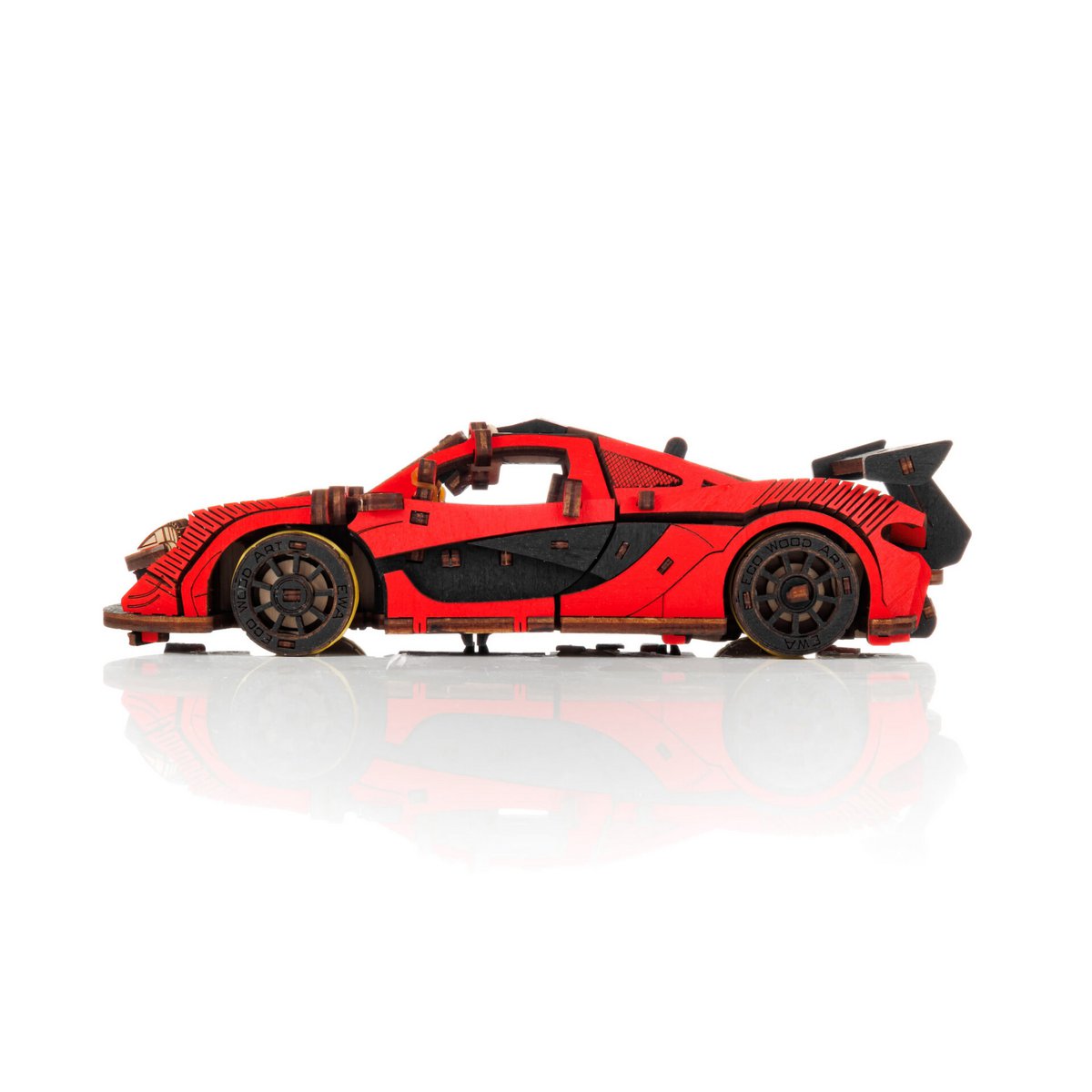 3D mechanische houten puzzel raceauto rood 21 × 9,5 × 5,7 cm – 237 stukjes