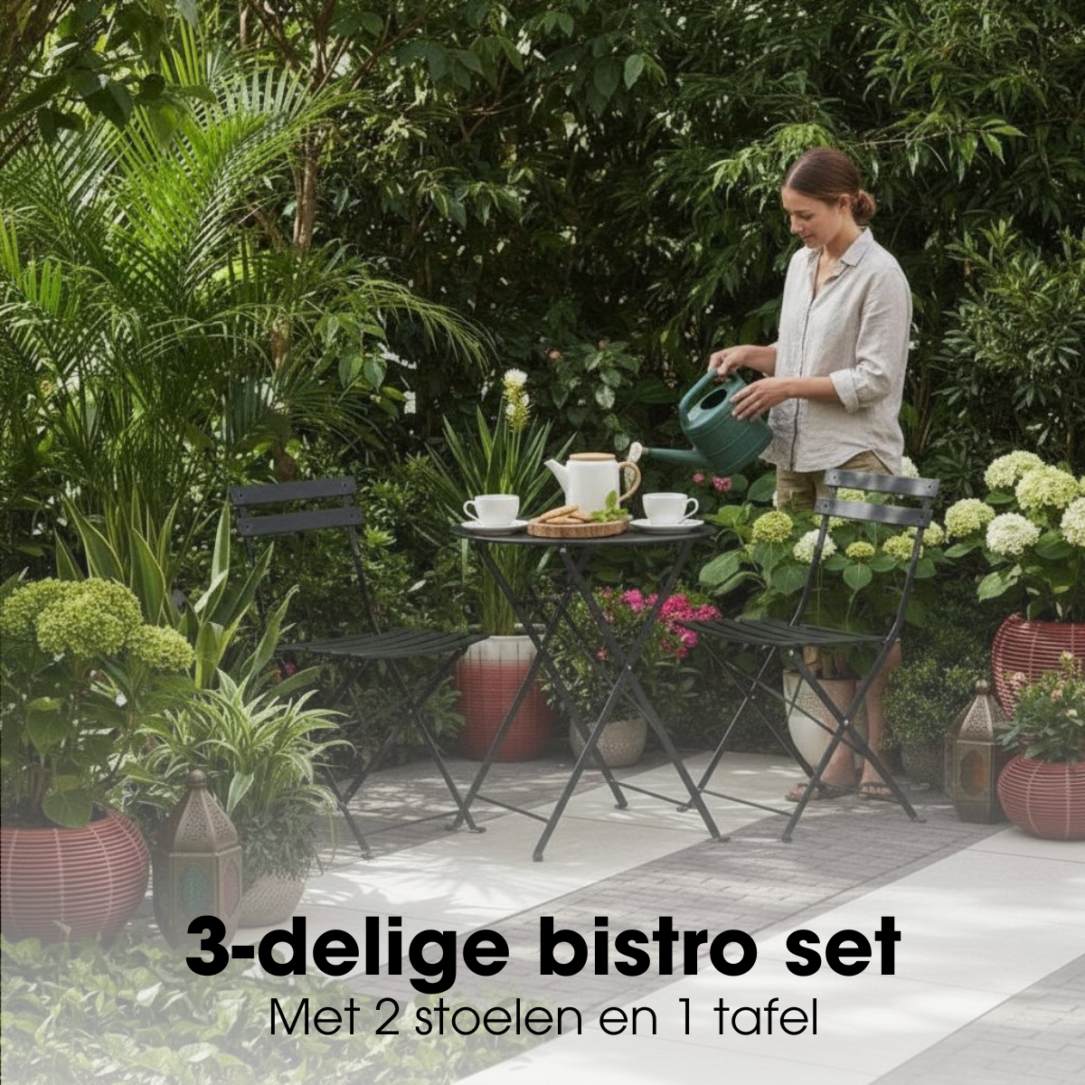 Zwarte bistroset Laurence 3-delig