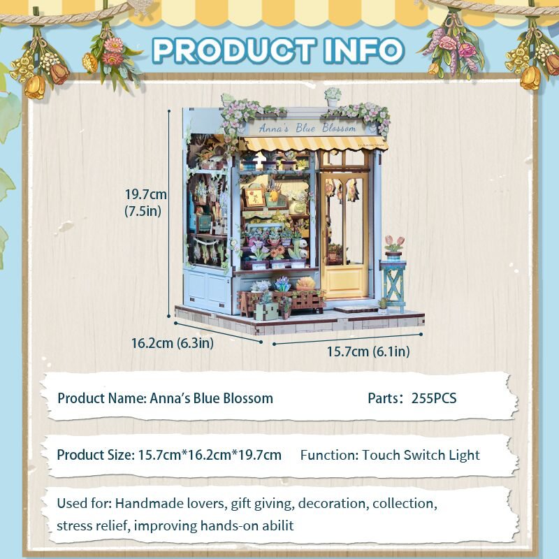3D diy house anna's blue blossom, 19,7 cm