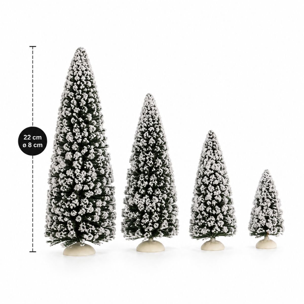 Kerstdorp besneeuwde dennenbomen set, 21 stuks, verschillende hoogtes