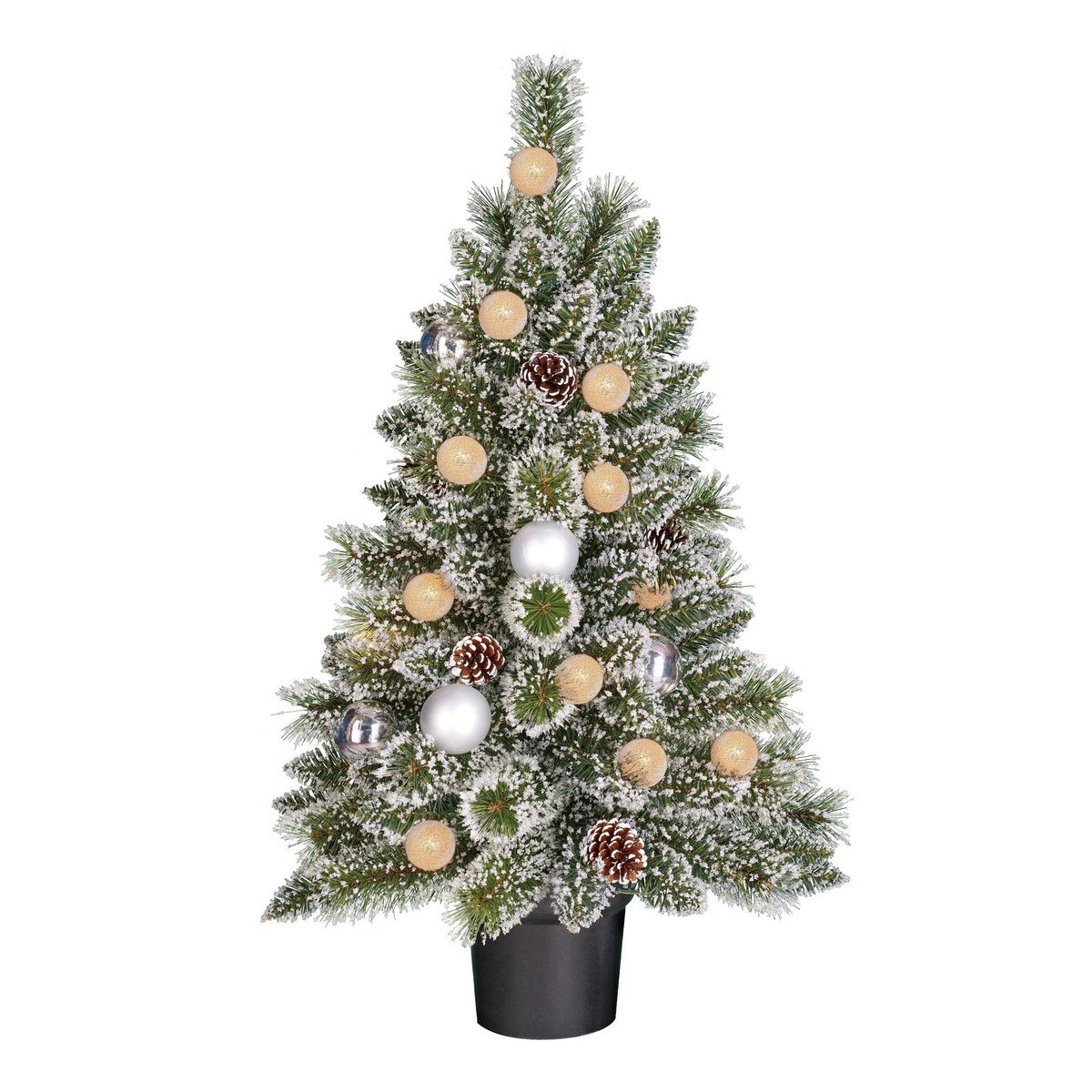 Kaprun kunstkerstboom met verlichting, rijp-effect, 90 cm, Ø 51 cm