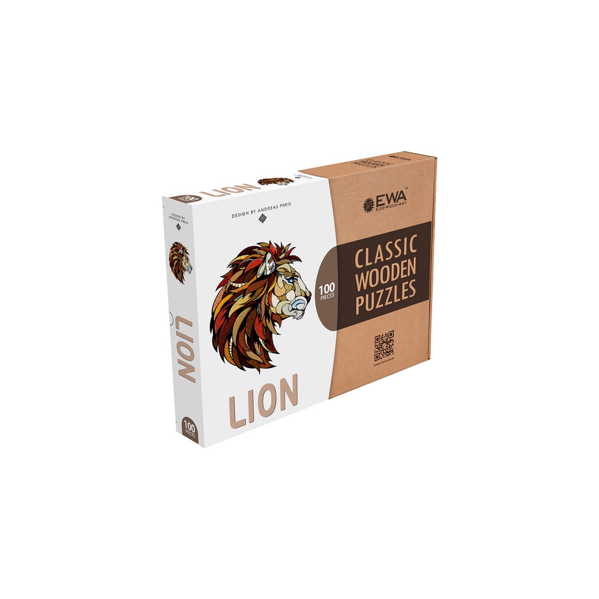 Houten legpuzzel leeuw 100 stukjes, 31 x 28 cm