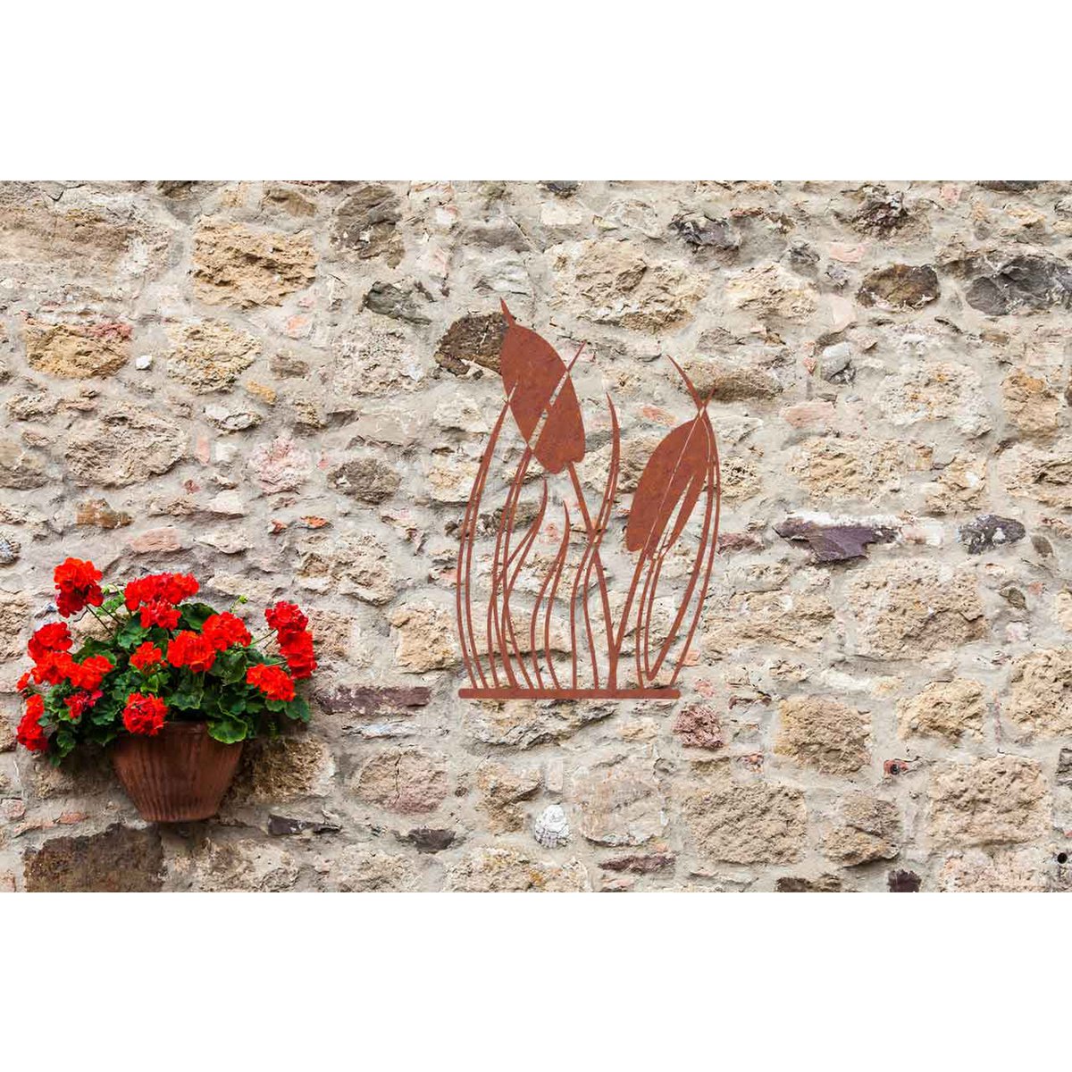 Art Bizniz metalen wanddecoratie pampasgras roeststaal