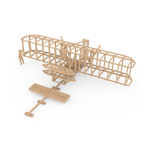 3D houten bouwpakket Wright Flyer vliegtuig 38 × 34 × 6 cm – 65 stukjes
