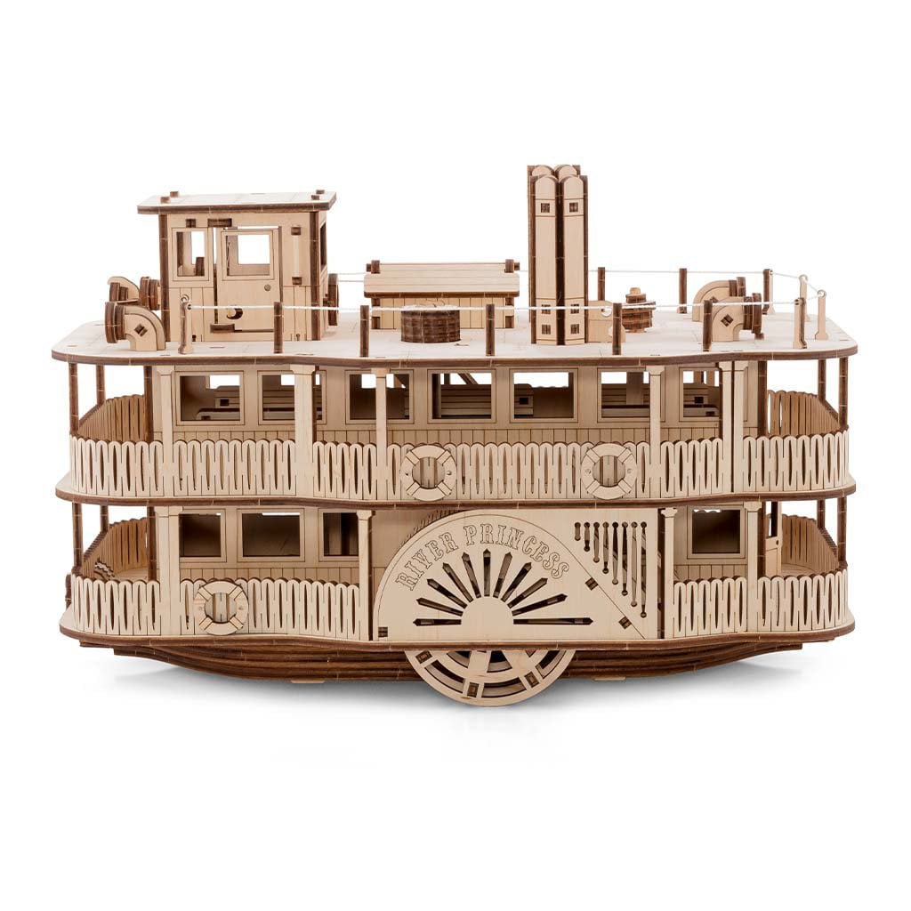 3D mechanische houten puzzel Paddle River Princess stoomboot 35 × 20 × 22,5 cm – 416 stukjes