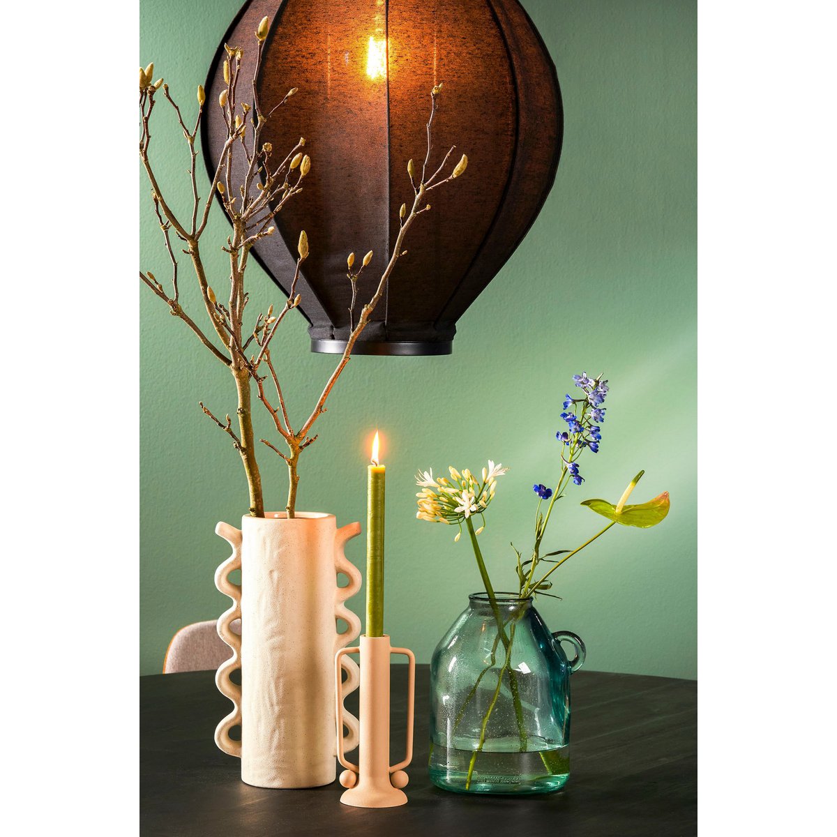 Mica Decorations Pego hanglamp Japandi zwart Ø54 cm