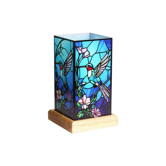 LED kolibrie lamp USB met houten voet 16,5 cm
