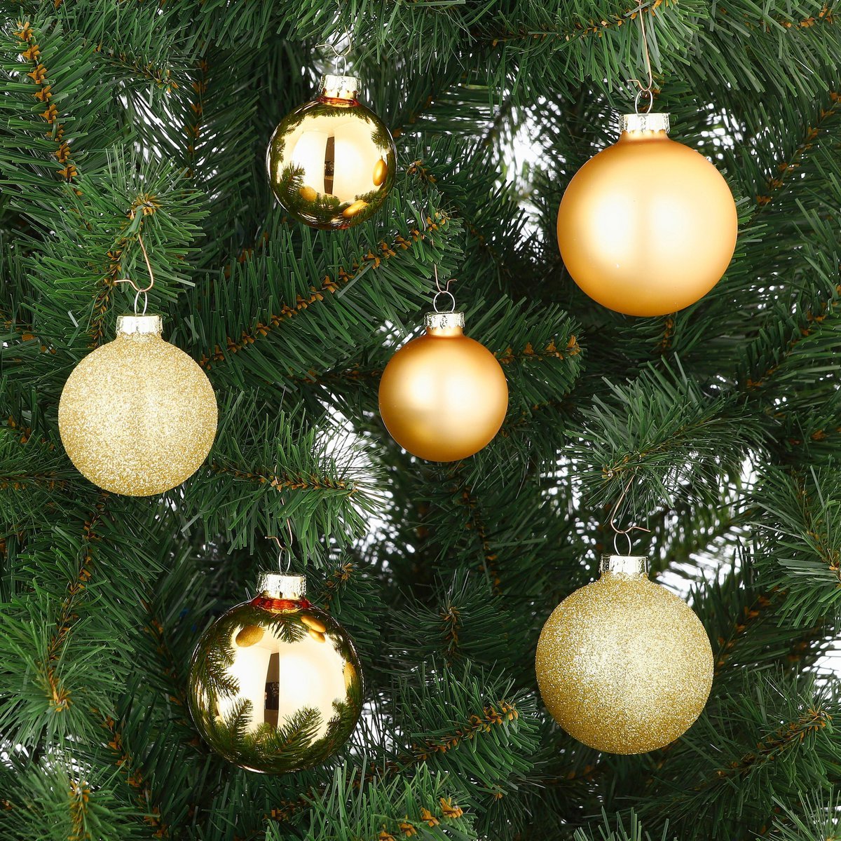 Goudkleurige glazen kerstballen, 26 stuks